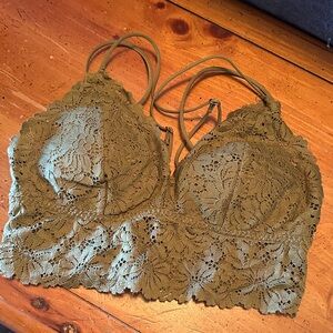 Lace Bralette in Olive Green (pink)
